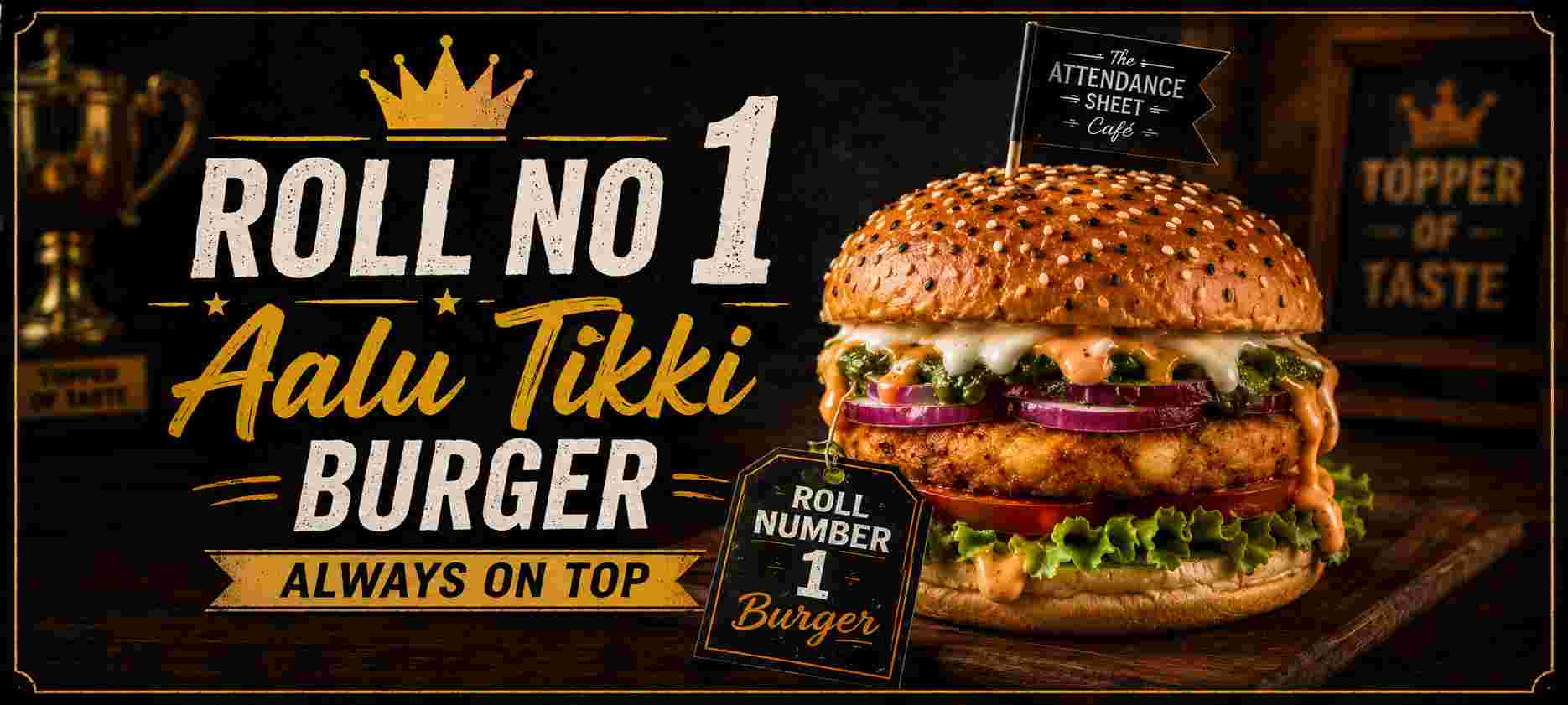 Roll Number 1 Aloo Tikki Burger - Backbench Burgers - TAS Cafe Noida