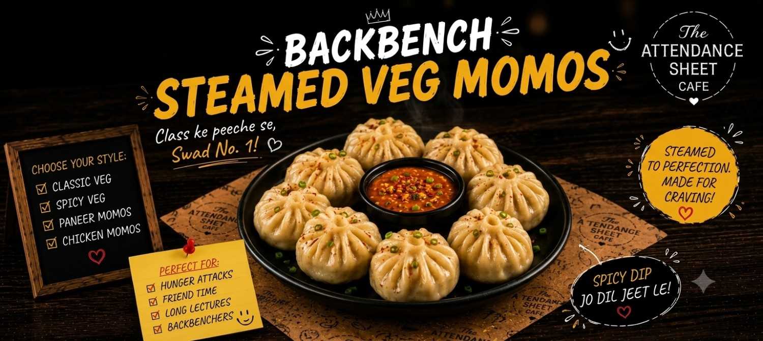 Backbench Steamed Veg Momos - Gossip Period Momos - TAS Cafe Noida
